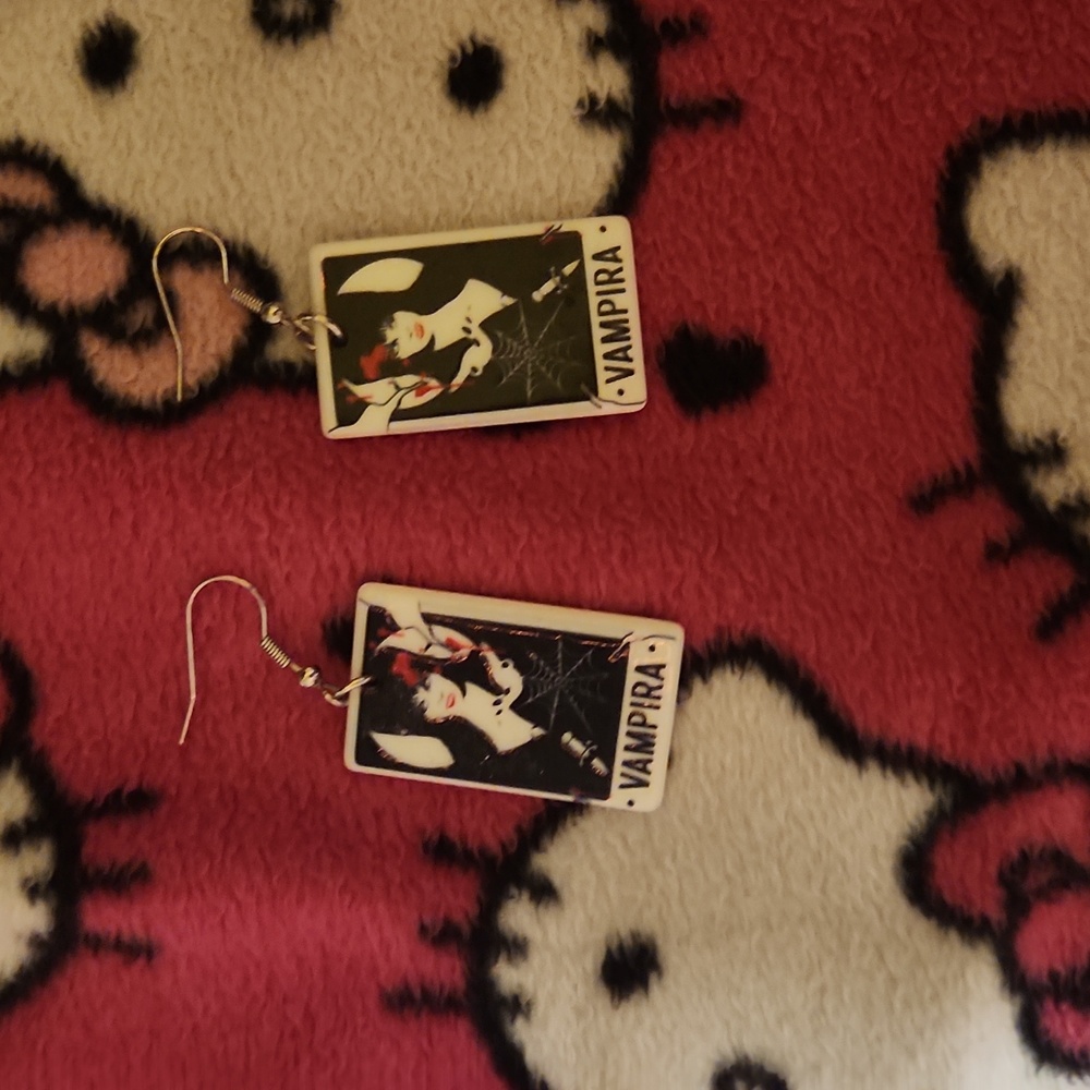 Vampira tarot card earrings